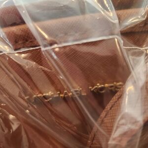Michael Kors Brown Leather Shoulder Bag with Gold Logo